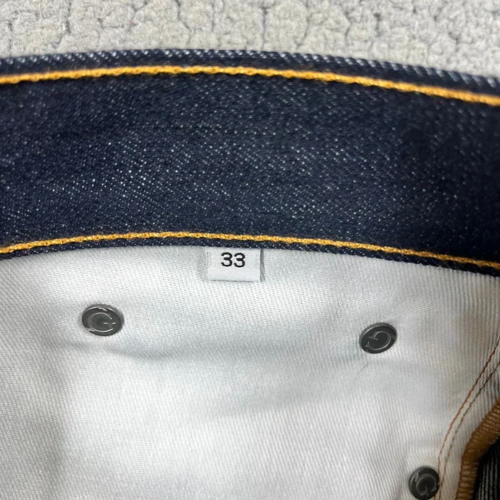 Gustin Mens Raw Selvedge Denim Jeans Indigo Blue Button Fly Straight Leg Size 30